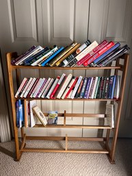 Large Collection Of Hardcover Books With Wooden Shelf