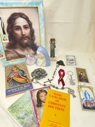 Religious Icon,  Figure, Rosary And More Lot