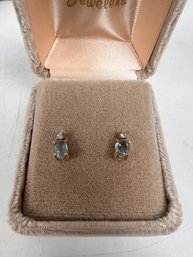 Pair Of Aquamarine And Diamond Earrings