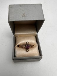 Antique 10K Gold And Pearl Amethyst