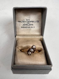 Antique Pearl & Diamond 14k Gold Ring