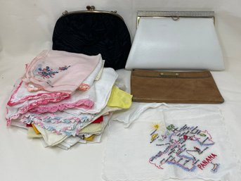 Vintage Handbags And Hankies Lot