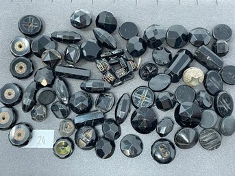 Antique Victorian Jet Included Button Lot (24)