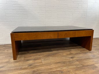 Two Drawer Coffee Table With Marble Top By Founders