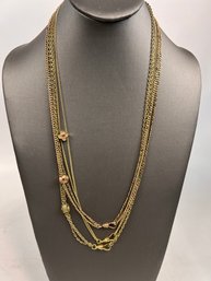 Group Of Antique Gold Fill Long Guards Watch Chains