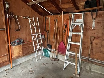 Garage Lot Includes Ladder Tools Trimmer Cords And More!!