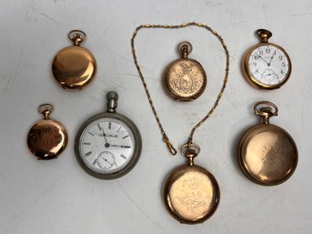 Group Of Antique Pocket Watches Gold Fill Coin Silver And More