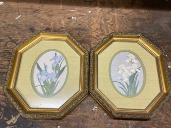 Pair Of Floral Prints Signed Beautifully Framed