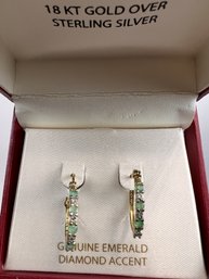 Gold Over Sterling Emerald Earrings