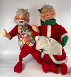 Vintage 1966 Annalee Dolls Christmas Santa And Mrs. Claus 30'