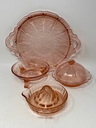 Group Of Vintage Pink Depression Glass