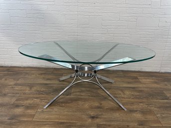 Sculptural Chrome And Glass Coffee Table By Roger Sprunger For Dunbar