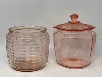 Vintage Pink Depression Canister Jars