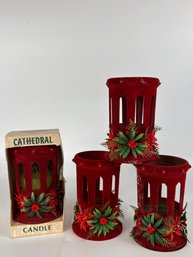 Set Of Four Vintage Cathedral Candles