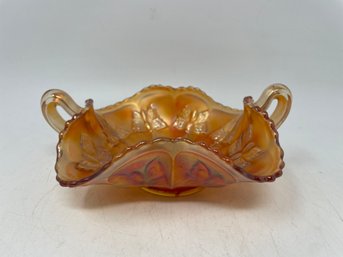 Fenton Art Glass Carnival Glass Strawberry Two-Handle Bonbon Dish