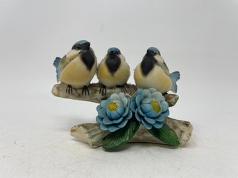 Vintage Porcelain Birds On Branch Figure