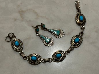 Sterling Silver And Turquoise Southwestern Jewelry Lot