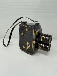 Vintage Ceramic Antique Movie Camera Black And Gold