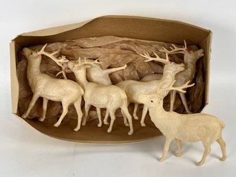 Box Of Vintage Celluloid Reindeer