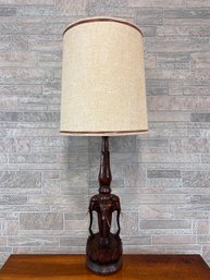 HUGE Mid Century Carved Elephant Lamp