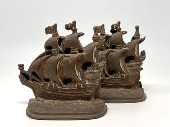 Pair Of Brass Ship Bookends