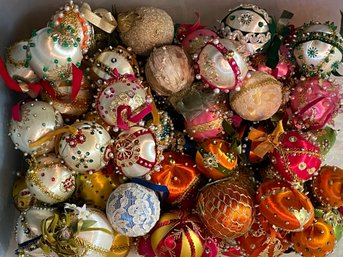 Tote Full Of Vintage Christmas Ornaments