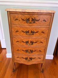 Inlaid Kingwood Marble Top Lingerie Chest