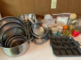 Housewares & Home Decor Lot Including Pots & Pans