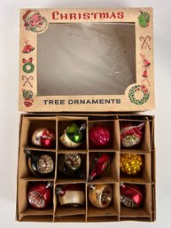 Antique Feather Tree Ornaments In Original Box - One Dozen