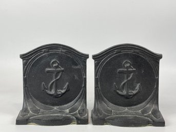 Pair Of Cast Iron Anchor Bookends Antique