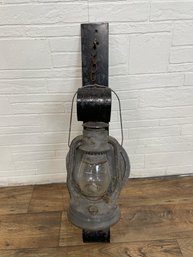 Dietz Lantern Attached To Black Iron Post