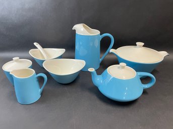 Group Of Fire King Blue Heaven Serving Pieces