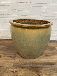 Large Pottery Planter With A Blue Green Glaze