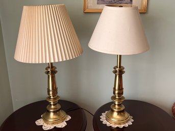 Pair Of 28' Brass Lamps