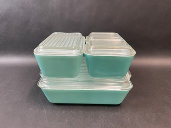 Pyrex Turquoise Robins Egg Blue Refrigerator Dish Set With Lids