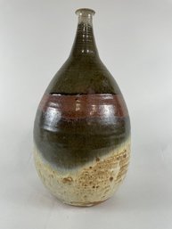 Mid Century Studio Pottery Stoneware Incised Vase Signed