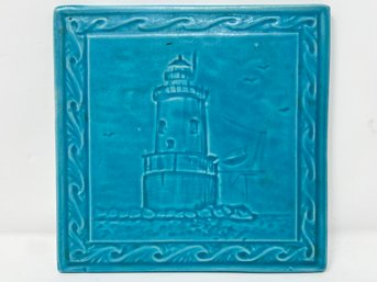 Art Pottery Light House Tile - Signed