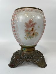 Vintage Hand Painted Glass Table Oil Lamp Base