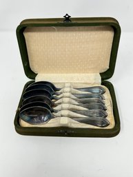 Set Of (6) Silver Inlaid Spoons - Monogrammed