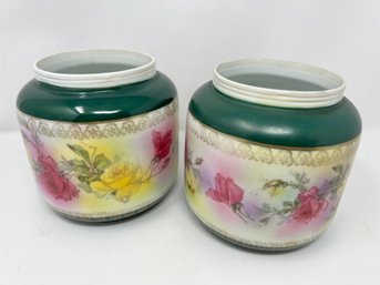 Pair Of Hand Painted Porcelain Biscuit Jars - No Lids