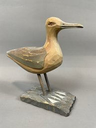 Carved Sandpiper On Stand 9.5'