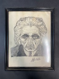 Framed Drawing Of Alfred Einstein