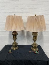 Pair Of Stiffel Heavy Brass Urn Lamps