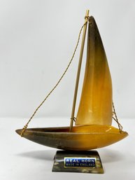Vintage Sailboat Horn Sculpture