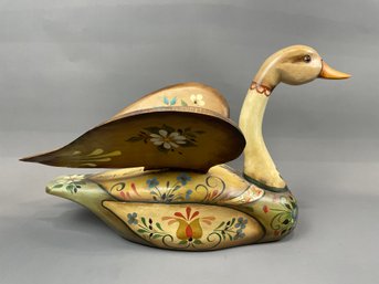 Beautifully Handpainted And Signed Carved Duck