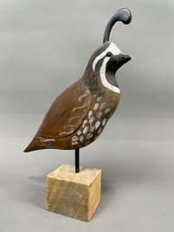 Handpainted Quail On Stand