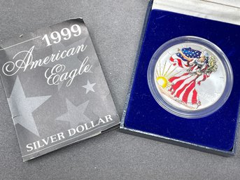 1999 American Eagle Full Color Walking Liberty Silver Dollar With Original Packaging And Paperwork
