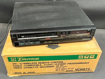 Emerson Video Cassette Recorder In Original Box Model VCR872