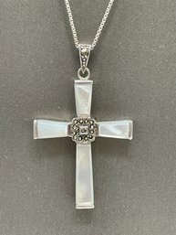 Mother Of Pearl Sterling Cross Necklace