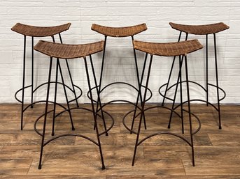 Group Of Five Arthur Umanoff Style Bar Stools